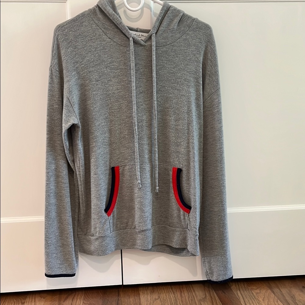 Michael Stars Gray and Red hooded sweater